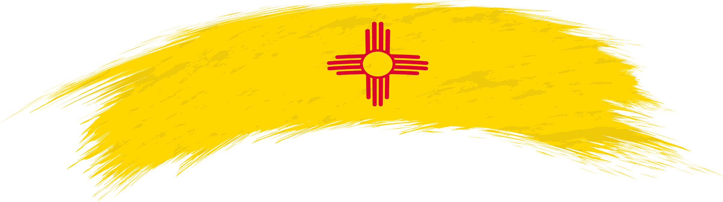 Flag of New Mexico in rounded grunge brush stroke.